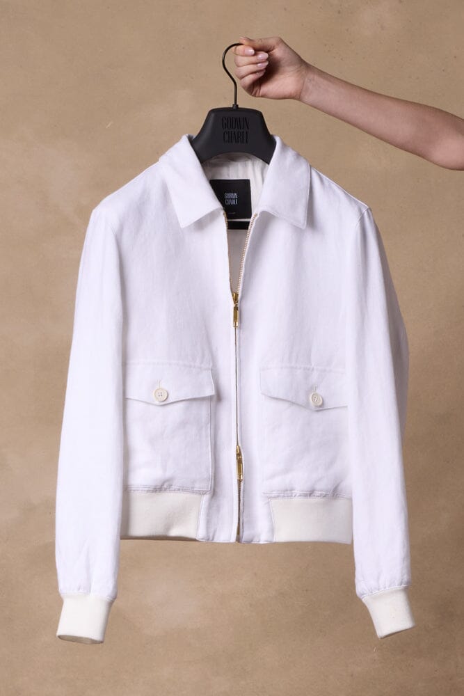 Sky Womens Bomber Jacket -  White Linen