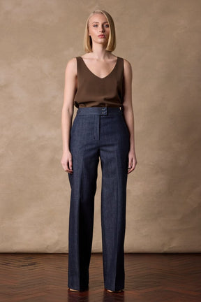 Emma Wide Leg Pant - Blue Denim Cashmere