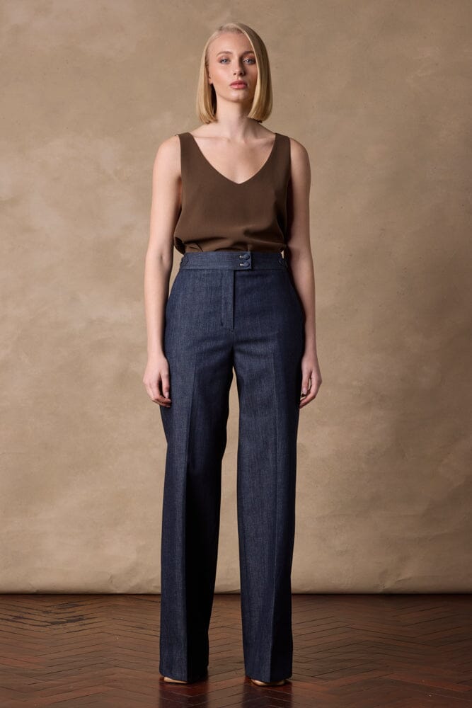 Emma Wide Leg Pant - Blue Denim Cashmere