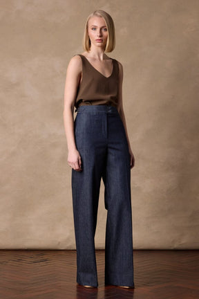 Emma Wide Leg Pant - Blue Denim Cashmere