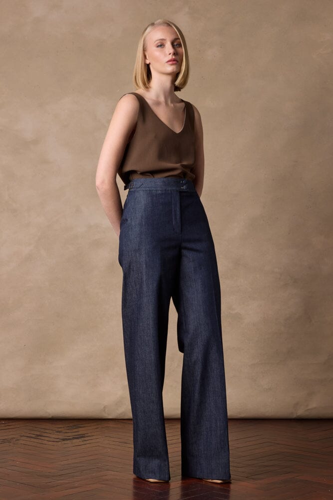 Emma Wide Leg Pant - Blue Denim Cashmere