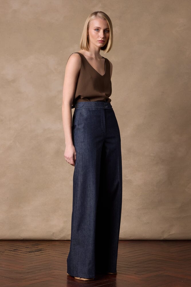 Emma Wide Leg Pant - Blue Denim Cashmere