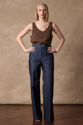 Emma Wide Leg Pant - Blue Denim Cashmere