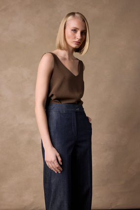 Emma Wide Leg Pant - Blue Denim Cashmere