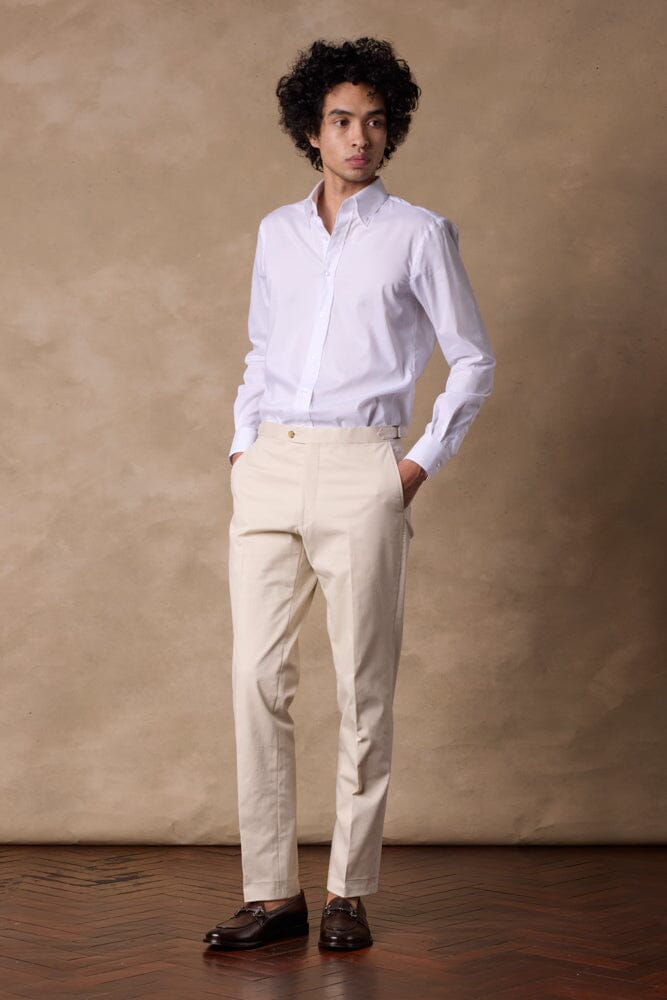 Apollo Chino - Beige Cotton Twill Stretch