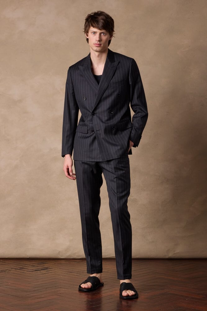 Knightsbridge DB Suit - Black with Pin Stripe