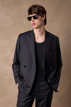 Knightsbridge DB Suit - Black with Pin Stripe