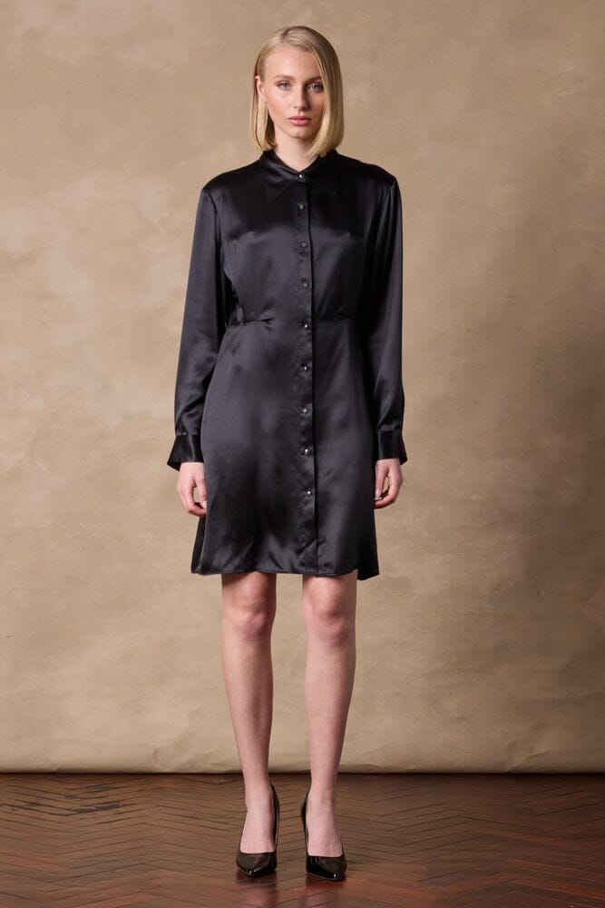 The Isabel Silk Dress - Black Silk