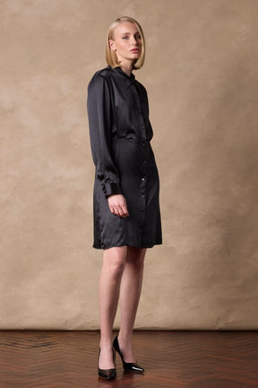 The Isabel Silk Dress - Black Silk