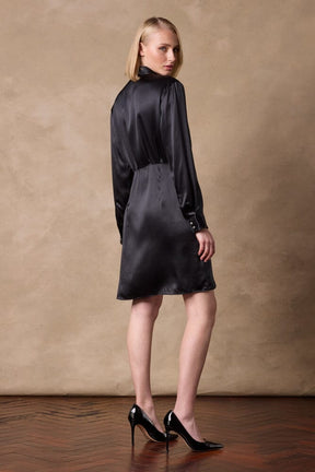 The Isabel Silk Dress - Black Silk