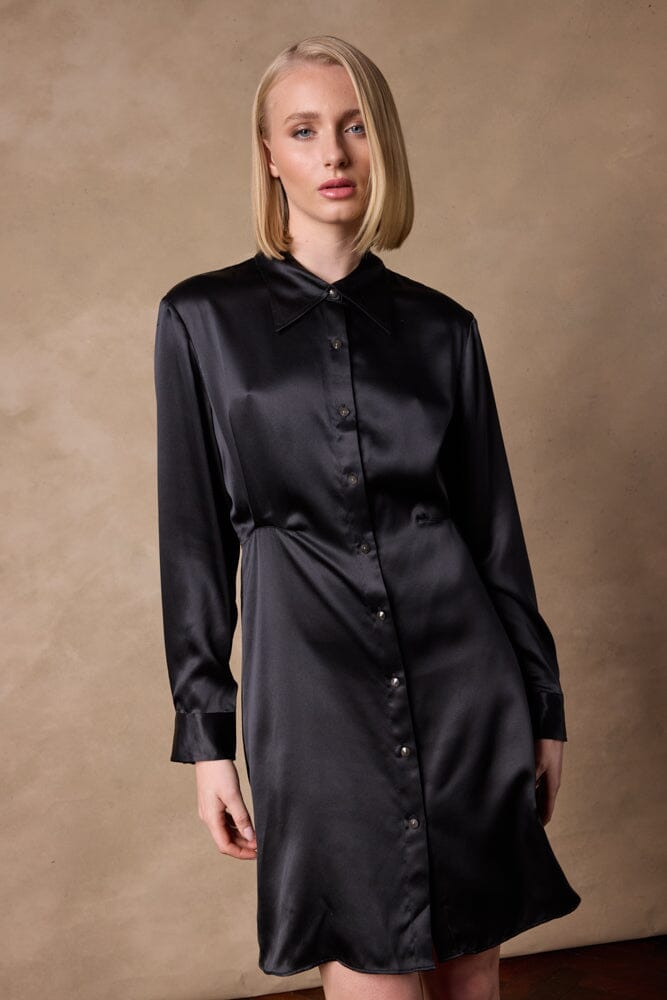 The Isabel Silk Dress - Black Silk