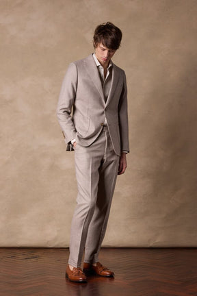 Liam / Como Suit - Lt Brown & Beige Birdseye