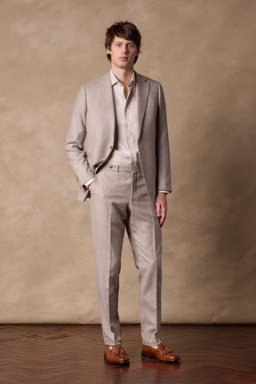 Liam / Como Suit - Lt Brown & Beige Birdseye