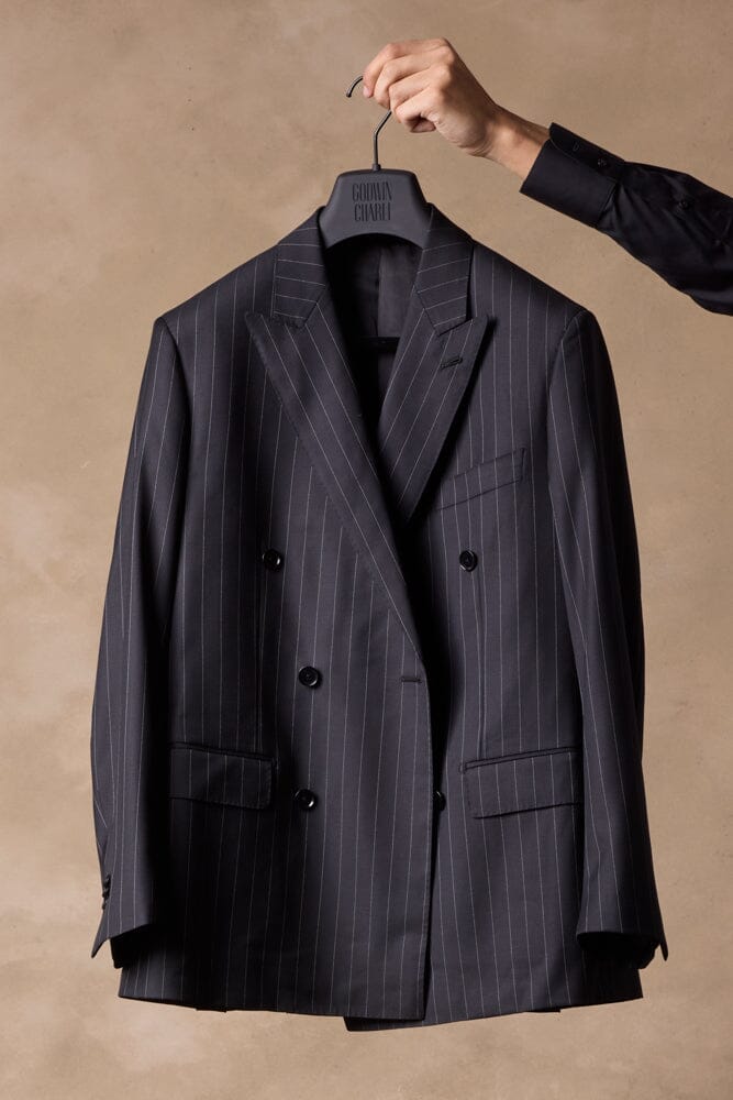 Knightsbridge DB Suit - Black with Pin Stripe