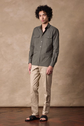 Tribeca Shirt - Olive Brushed Cotton