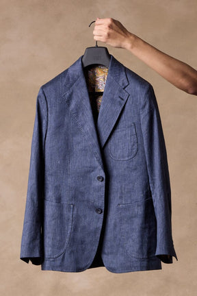 Julius Suit - Dark Denim Blue Linen Cotton