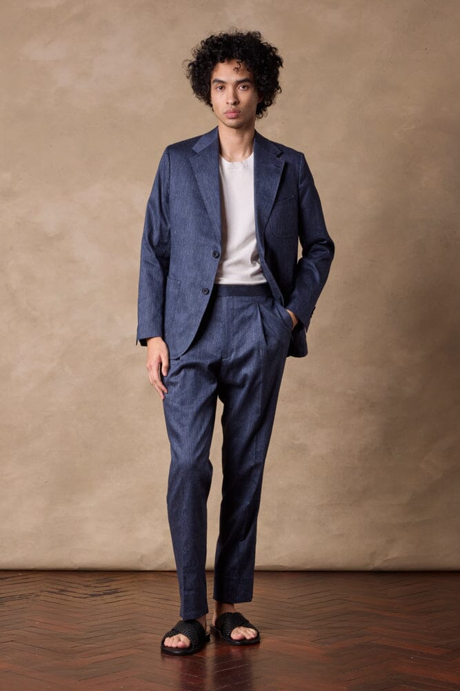 Julius Suit - Dark Denim Blue Linen Cotton