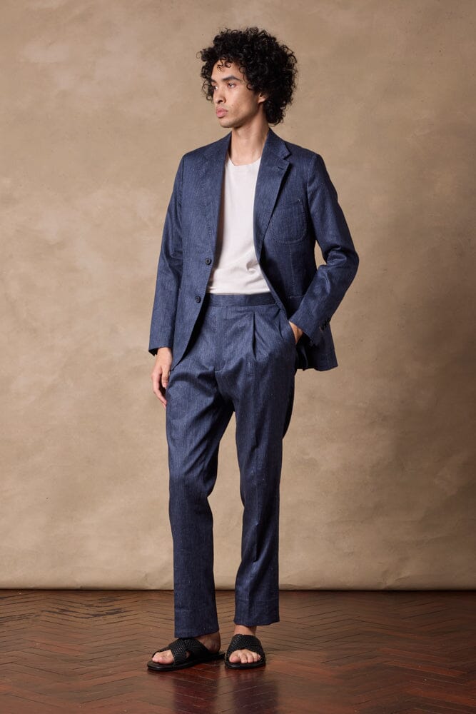 Julius Suit - Dark Denim Blue Linen Cotton