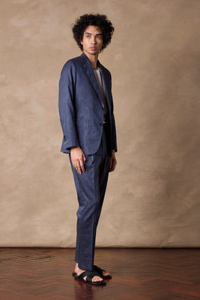 Julius Suit - Dark Denim Blue Linen Cotton