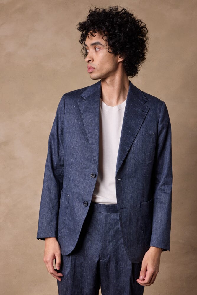 Julius Suit - Dark Denim Blue Linen Cotton