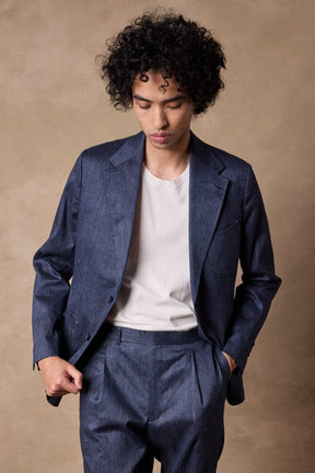 Julius Suit - Dark Denim Blue Linen Cotton