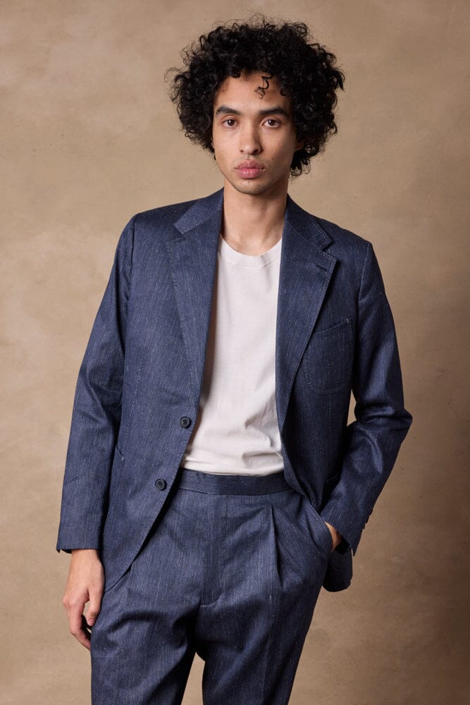 Julius Suit - Dark Denim Blue Linen Cotton