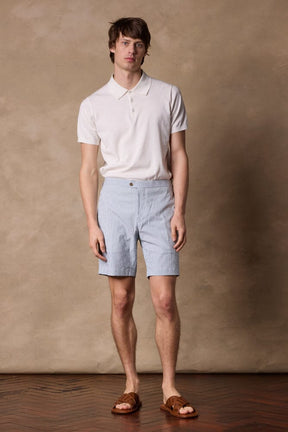 Oliver Casual Shorts - Green and White Stripe Seersucker