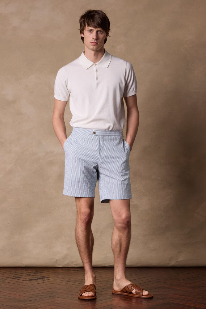 Oliver Casual Shorts - Green and White Stripe Seersucker