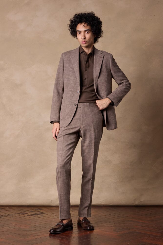 Greyson (Patch) Como Suit - Mid Brown Wool Linen