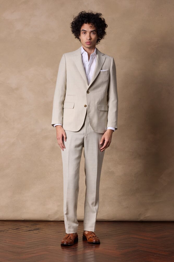 Greyson Suit - Sand Hopsack Wool Linen