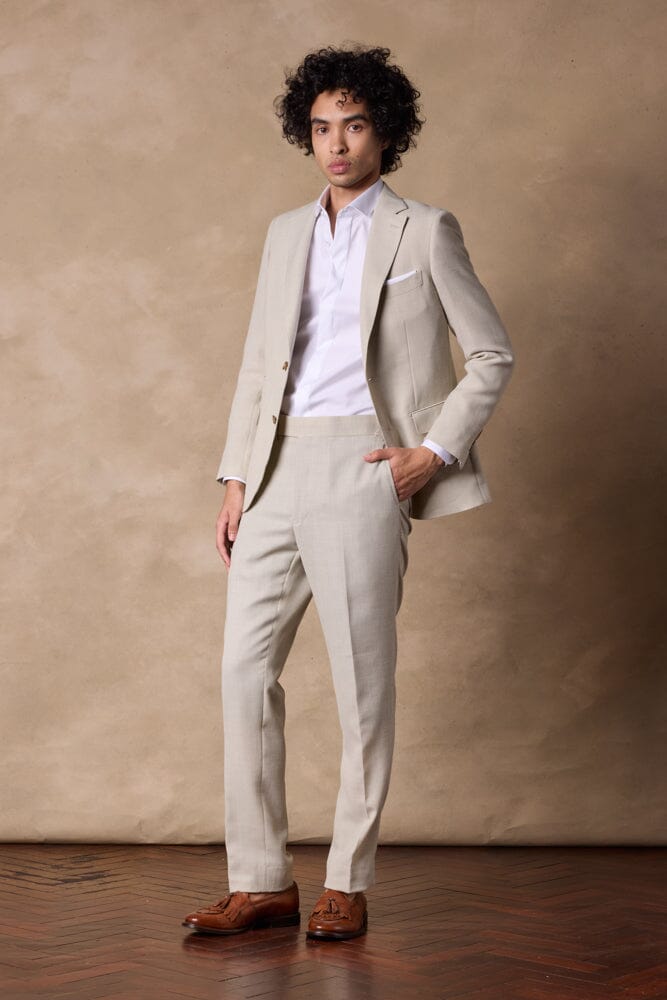 Greyson Suit - Sand Hopsack Wool Linen