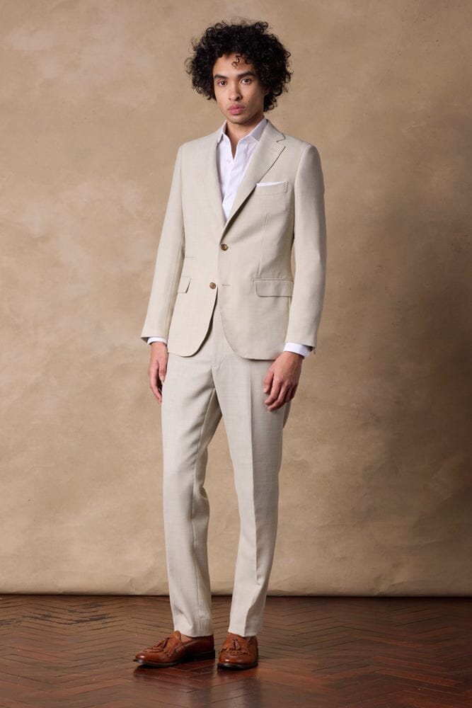 Greyson Suit - Sand Hopsack Wool Linen