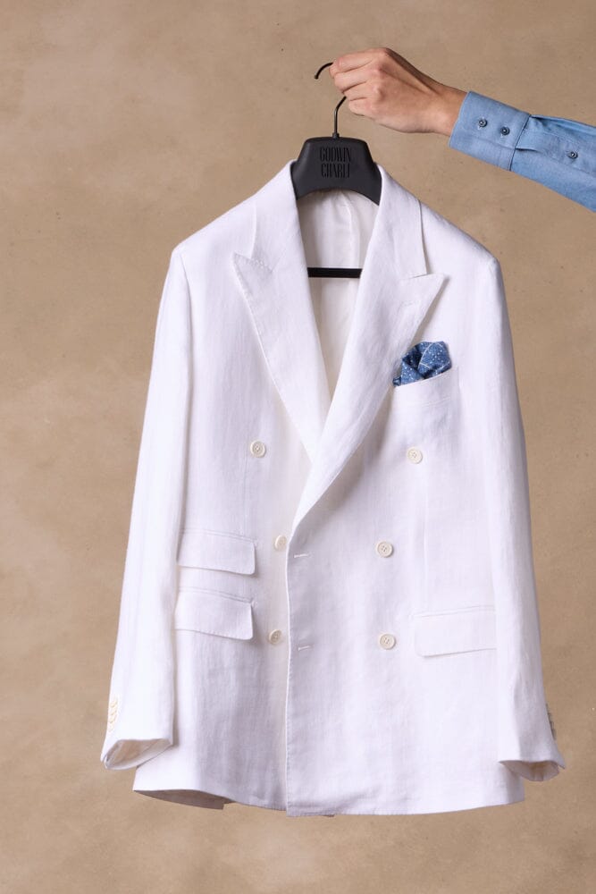 Alec DB Suit - White Linen