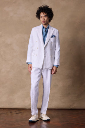 Alec DB Suit - White Linen