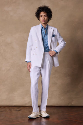 Alec DB Suit - White Linen