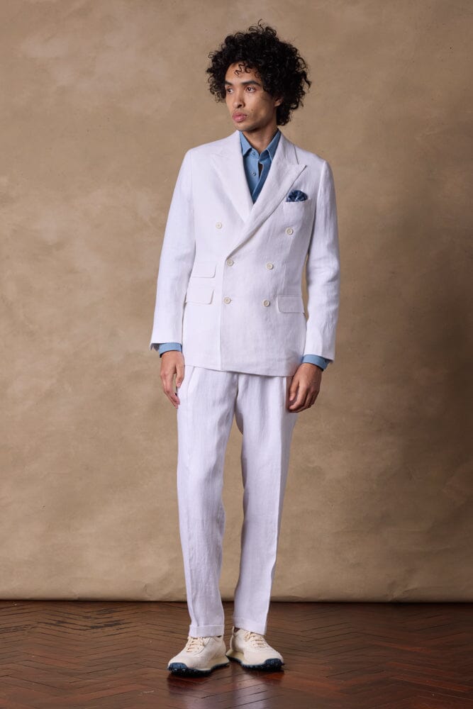 Alec DB Suit - White Linen