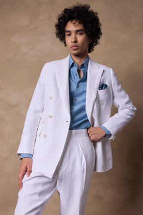 Alec DB Suit - White Linen