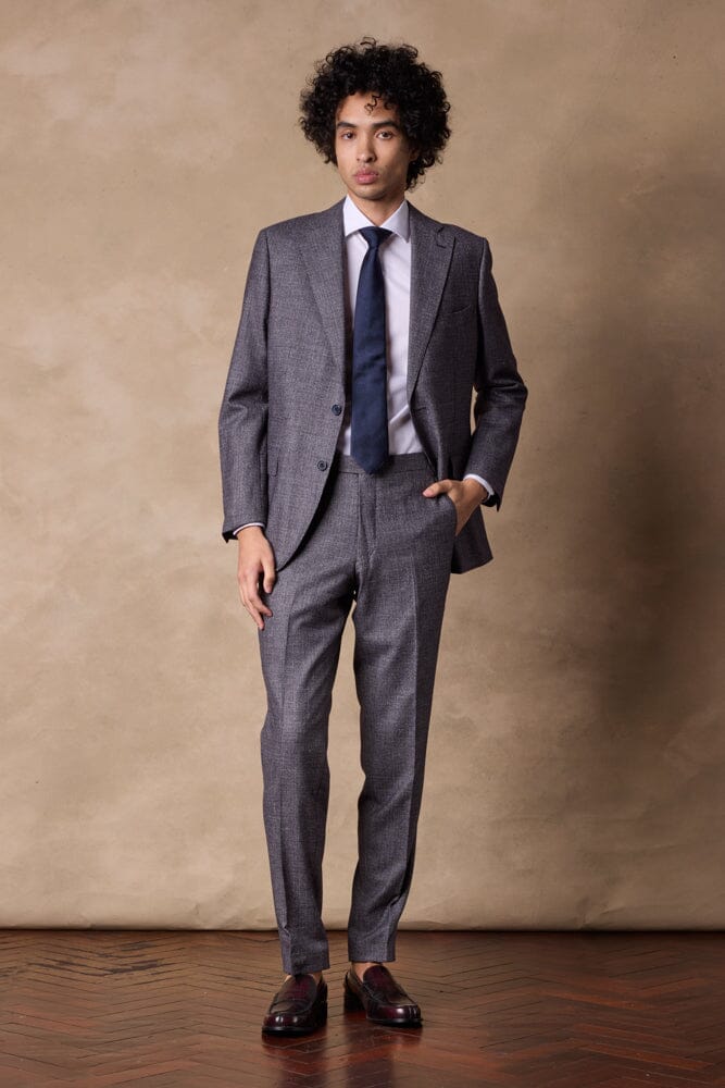 Greyson Suit - Navy, Burgundy and Grey Mini Houndstooth