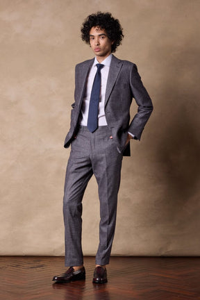 Greyson Suit - Navy, Burgundy and Grey Mini Houndstooth