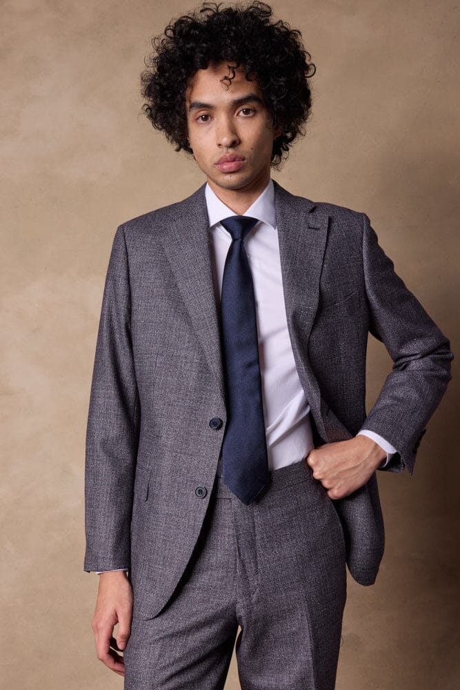 Greyson Suit - Navy, Burgundy and Grey Mini Houndstooth