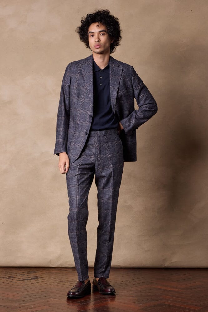 Liam Suit - Navy, Burgundy and Grey Check