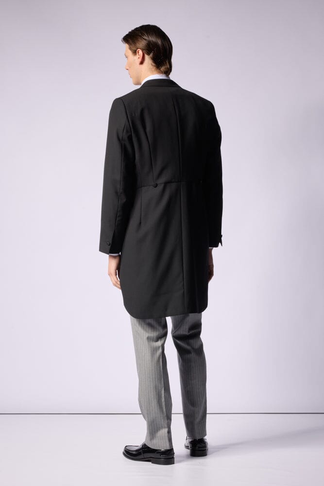 The Kensington Tailcoat - Black Barathea Wool