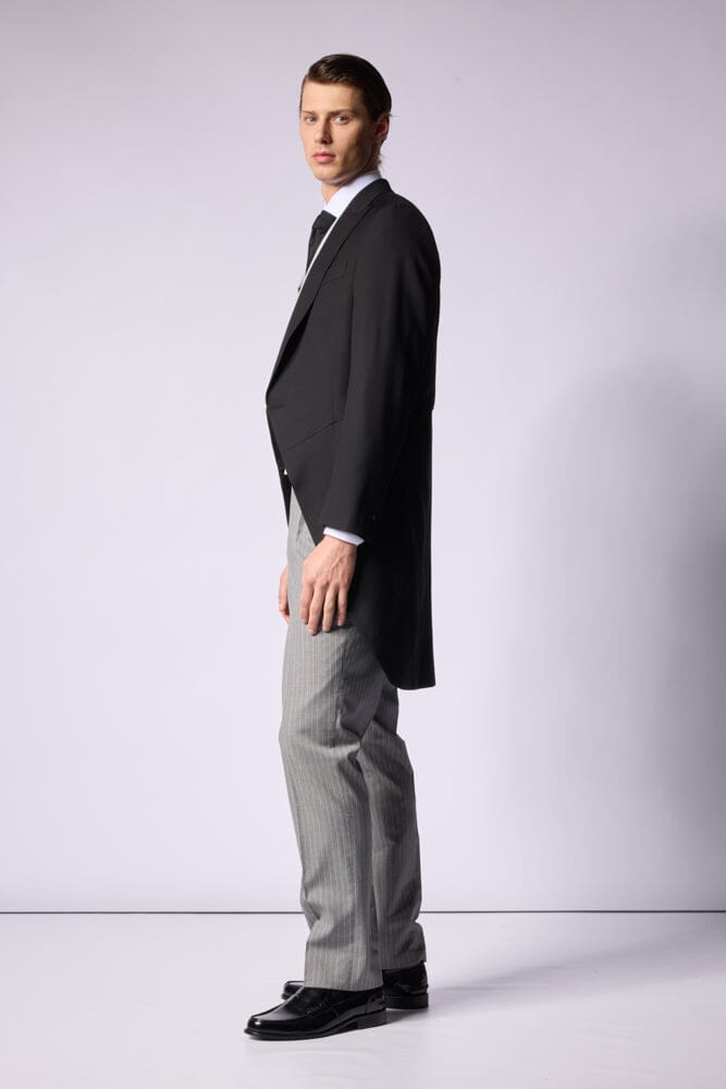 The Kensington Tailcoat - Black Barathea Wool