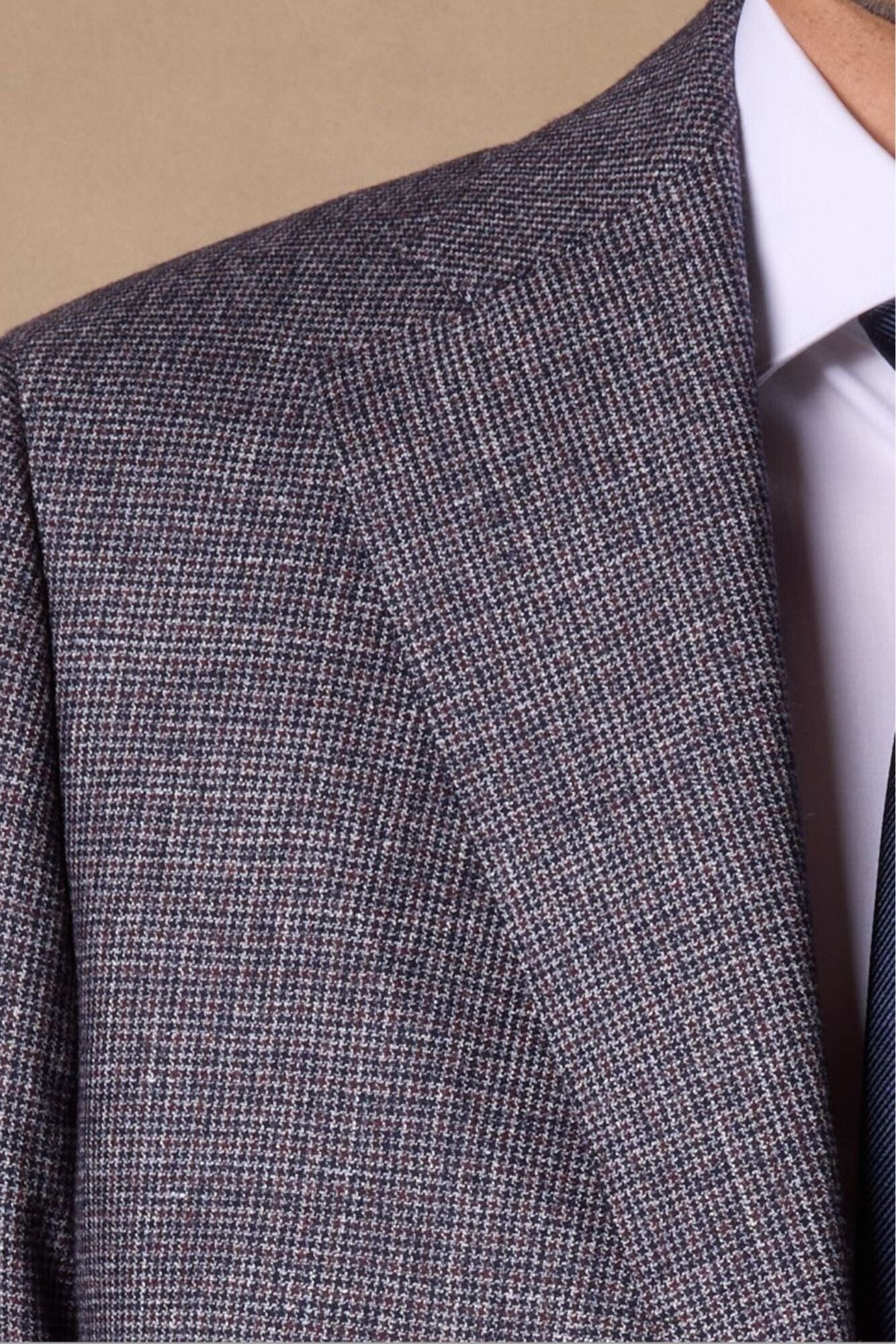 Greyson Suit - Navy, Burgundy and Grey Mini Houndstooth