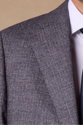 Greyson Suit - Navy, Burgundy and Grey Mini Houndstooth