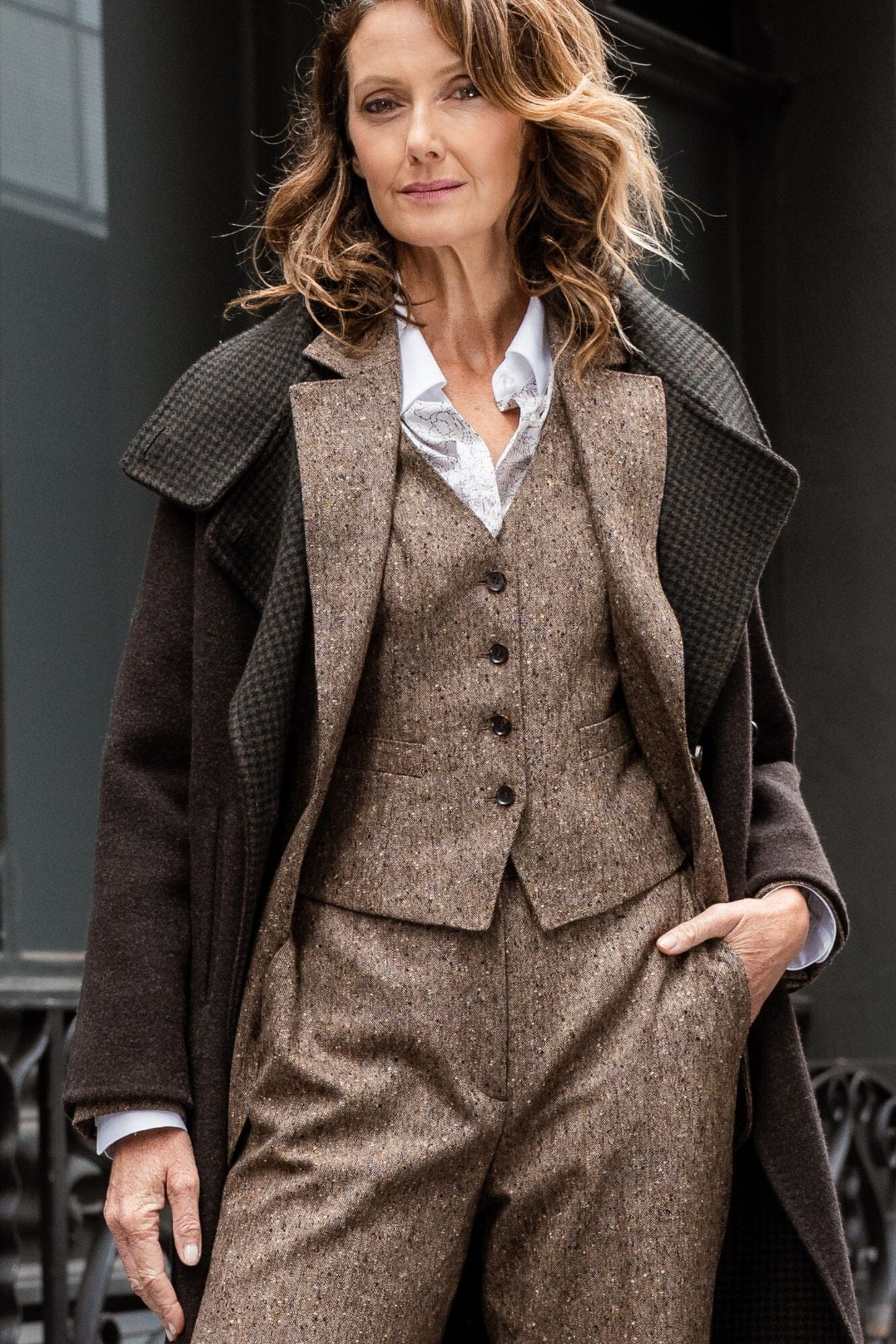 Rachel Vest - Coffee Brown Tweed
