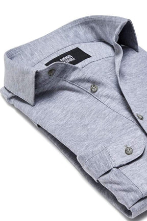 Magnus Long Sleeve Polo Shirt - Grey Cotton Pique