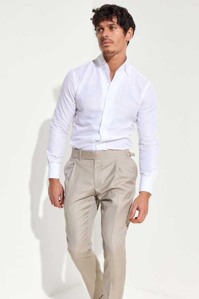 Saxon Shirt  - White Cotton Linen