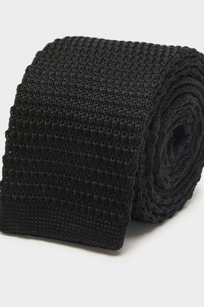Knitted Tie - Black Silk