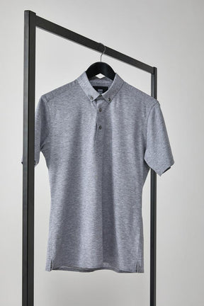 Christian Short Sleeve Polo Top - Grey Cotton Pique